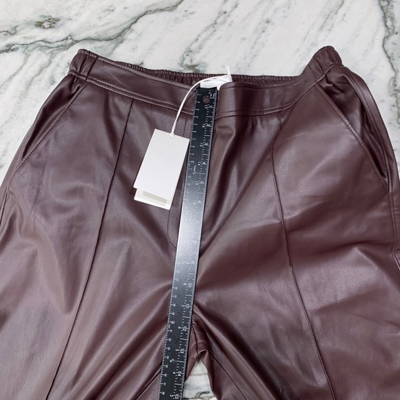 Hugo Boss Faux Leather Jogger Pants Dark Red Womens Size 8 Elastic Waist - Picture 11 of 13